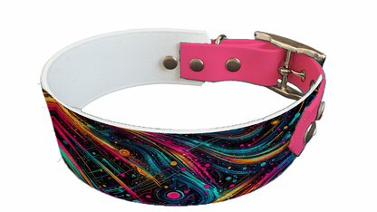 Collier bicolore large pour chien en BioThane® imprimé – Collection abstrait – 38/25 mm