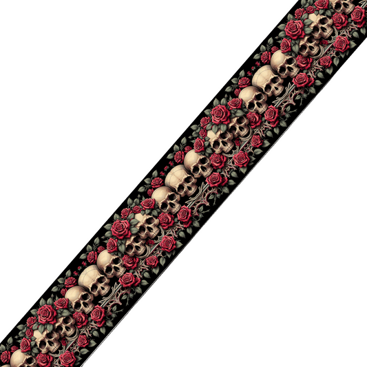 BioThane imprimé – Crânes et Roses gothiques