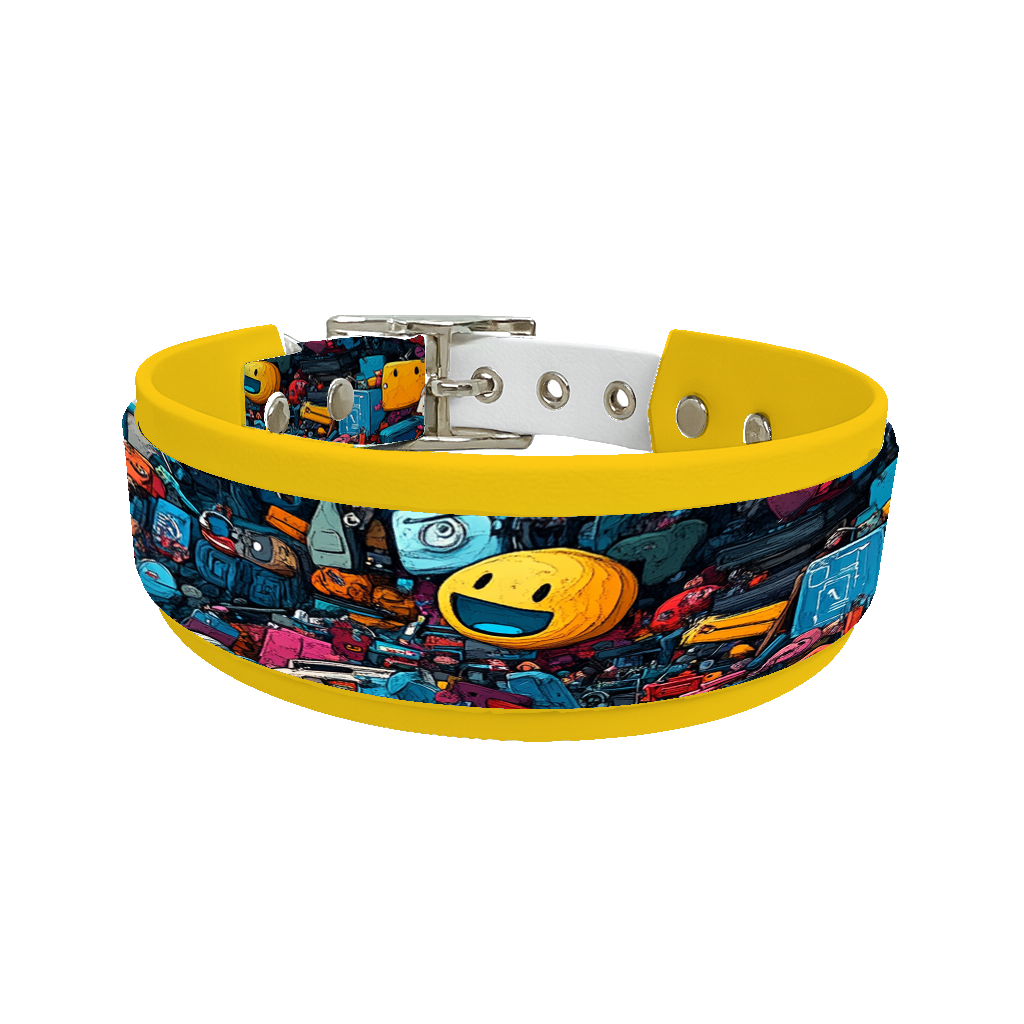 Collier double large pour chien en BioThane® imprimé – Collection pop art– 38/25 mm