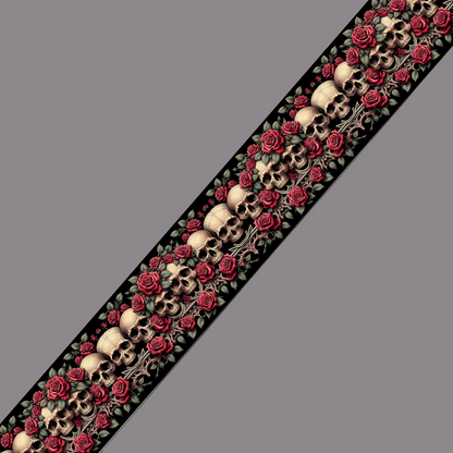 BioThane imprimé – Crânes et Roses gothiques