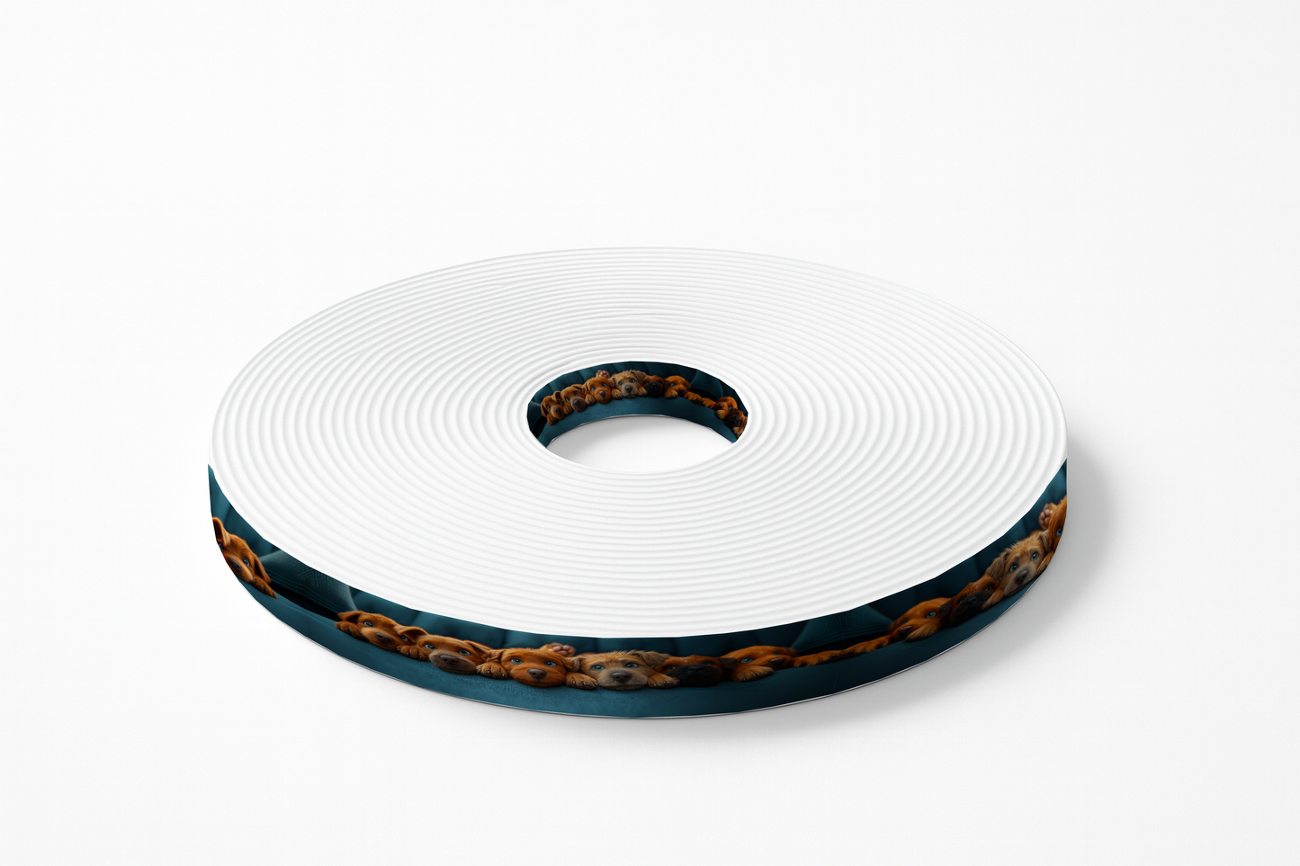 BioThane imprimé - Chiots curieux alignés sur canapé bleu