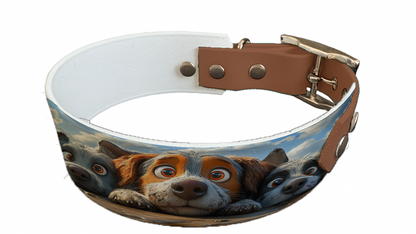 Collier bicolore large pour chien en BioThane® imprimé – Collection chiens– 38/25 mm