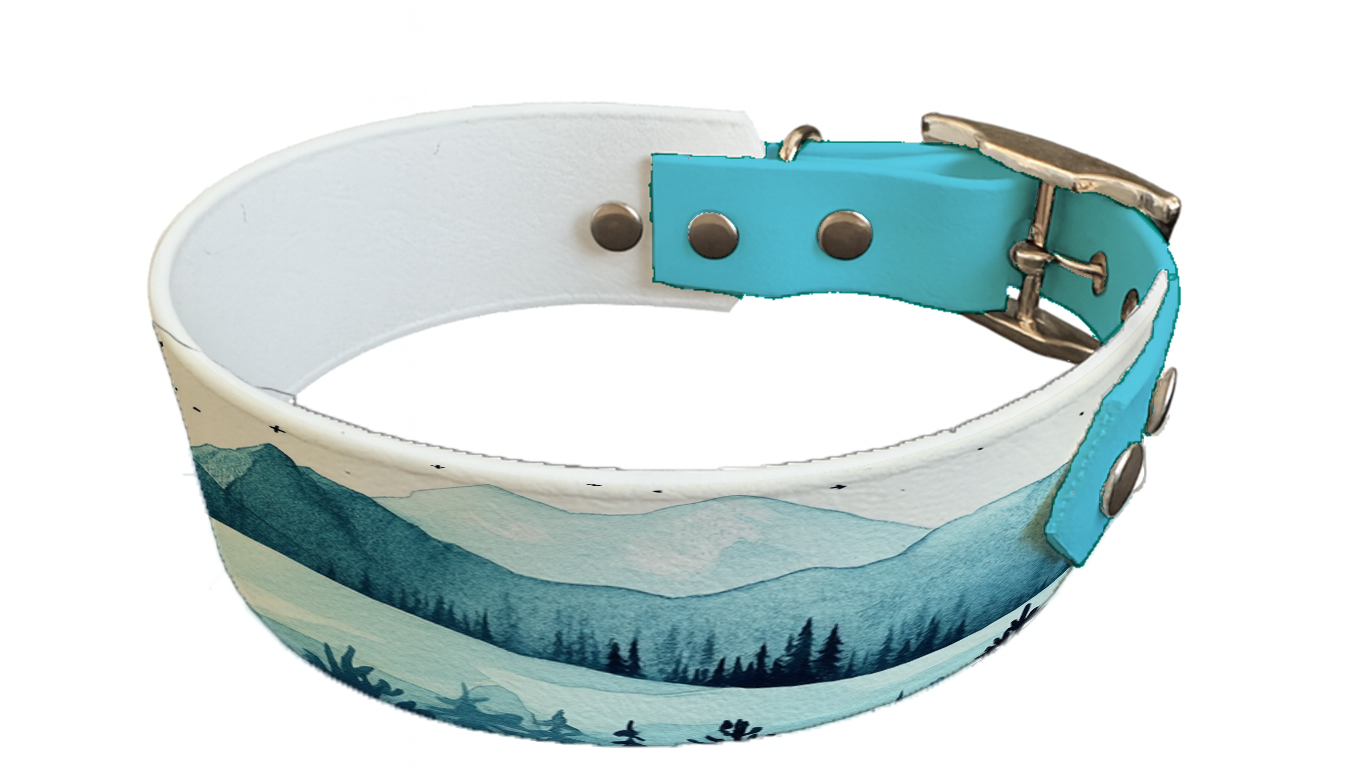Collier bicolore large pour chien en BioThane® imprimé – Collection paysage– 38/25 mm