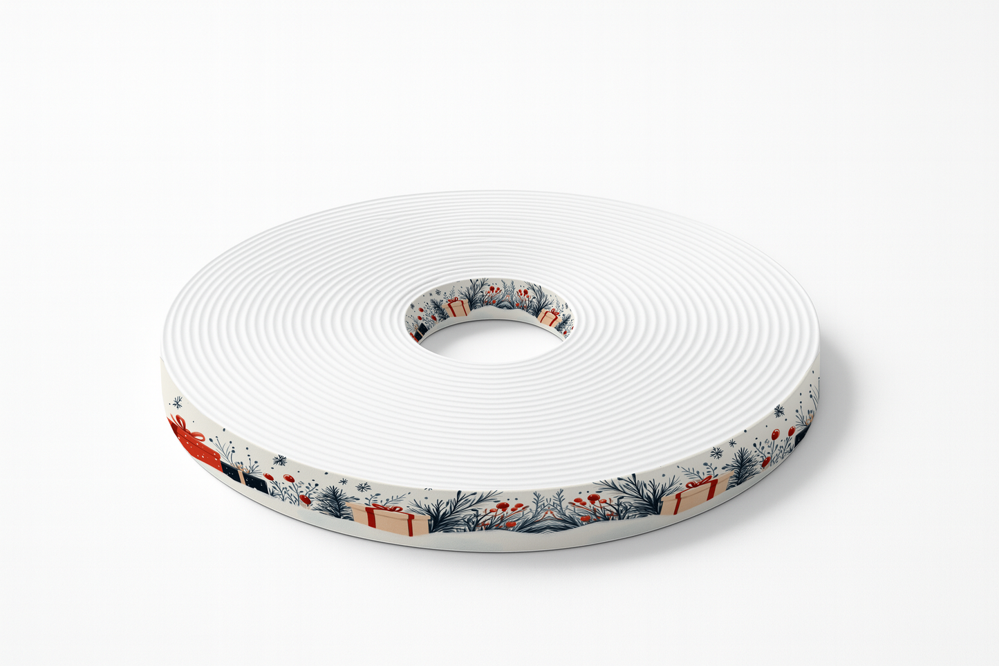 BioThane imprimé – Motif Paquets cadeaux & feuillages d’hiver