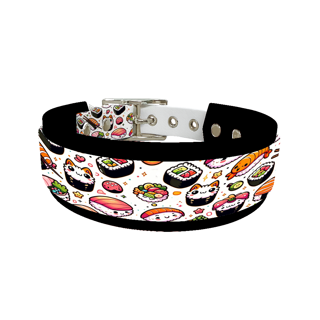 Collier double large pour chien en BioThane® imprimé – Collection gourmandise – 25/19mm