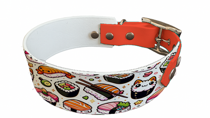 Collier bicolore large pour chien en BioThane® imprimé – Collection gourmandise – 38/25 mm