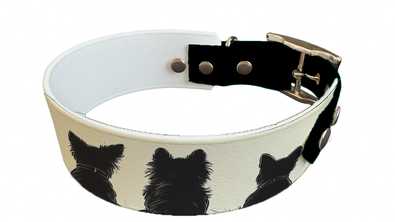 Collier bicolore large pour chien en BioThane® imprimé – Collection chiens– 38/25 mm