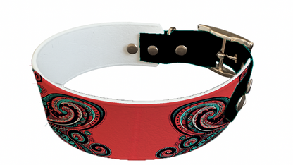Collier bicolore large pour chien en BioThane® imprimé – Collection abstrait – 38/25 mm