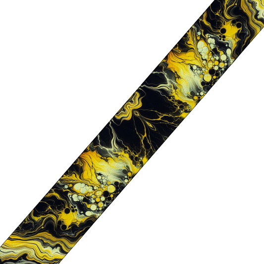 Sangle BioThane Marbrée Noir & Jaune – Impression UV Recto/Verso