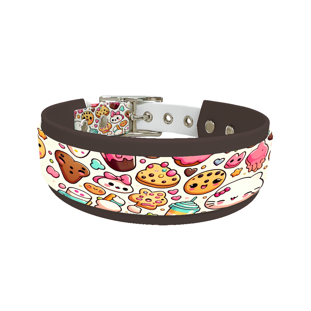 Collier double large pour chien en BioThane® imprimé – Collection gourmandise – 25/19mm