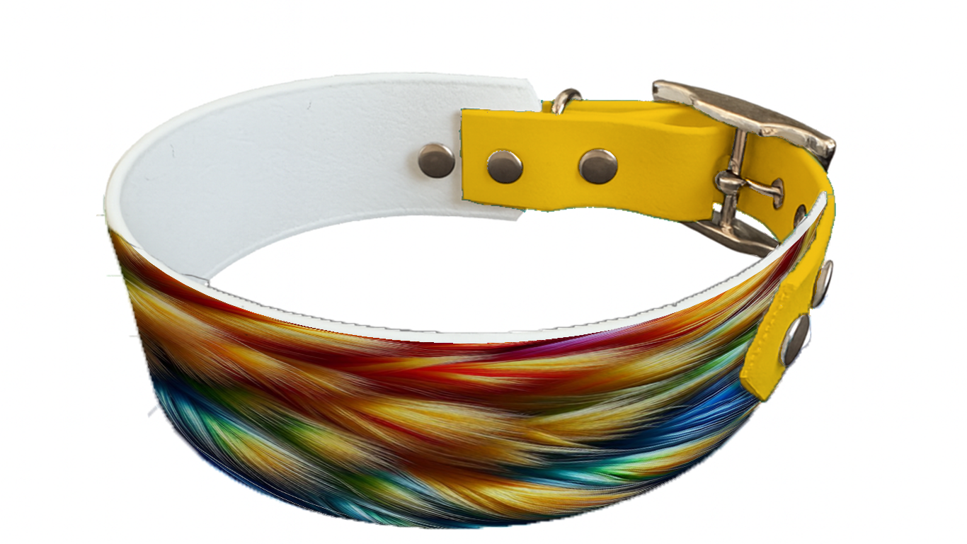 Collier bicolore large pour chien en BioThane® imprimé – Collection fourrures et pelages – 38/25 mm
