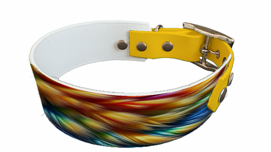 Collier bicolore large pour chien en BioThane® imprimé – Collection fourrures et pelages – 38/25 mm