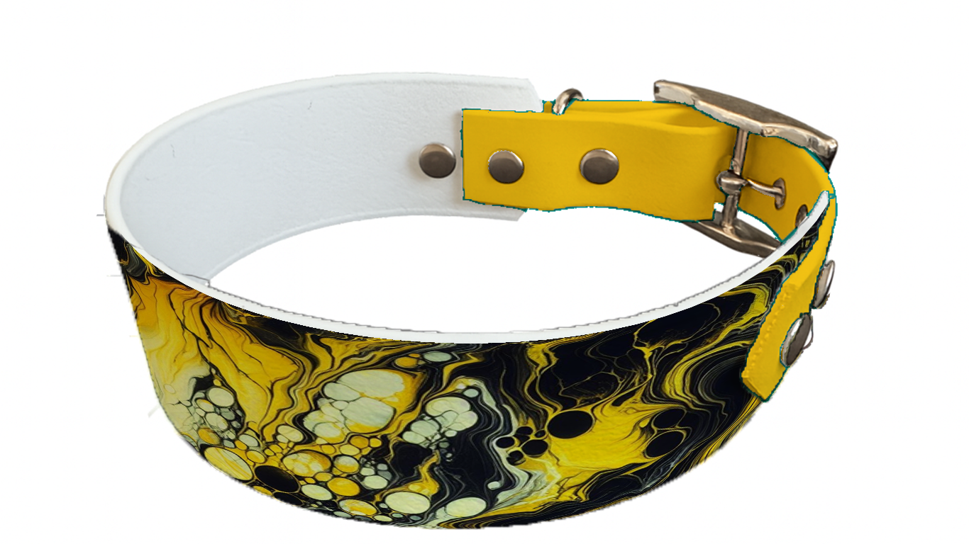 Collier bicolore large pour chien en BioThane® imprimé – Collection abstrait – 38/25 mm
