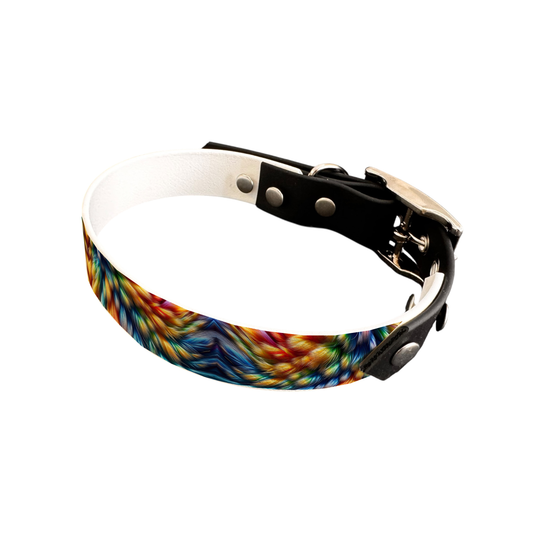 Collier bicolore large pour chien en BioThane® imprimé – Collection fourrures et pelages – 19 mm