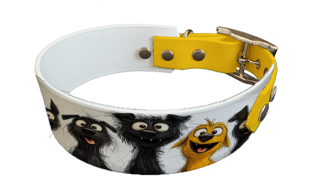 Collier bicolore large pour chien en BioThane® imprimé – Collection chiens– 38/25 mm
