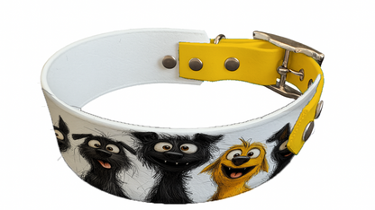 Collier bicolore large pour chien en BioThane® imprimé – Collection chiens– 38/25 mm
