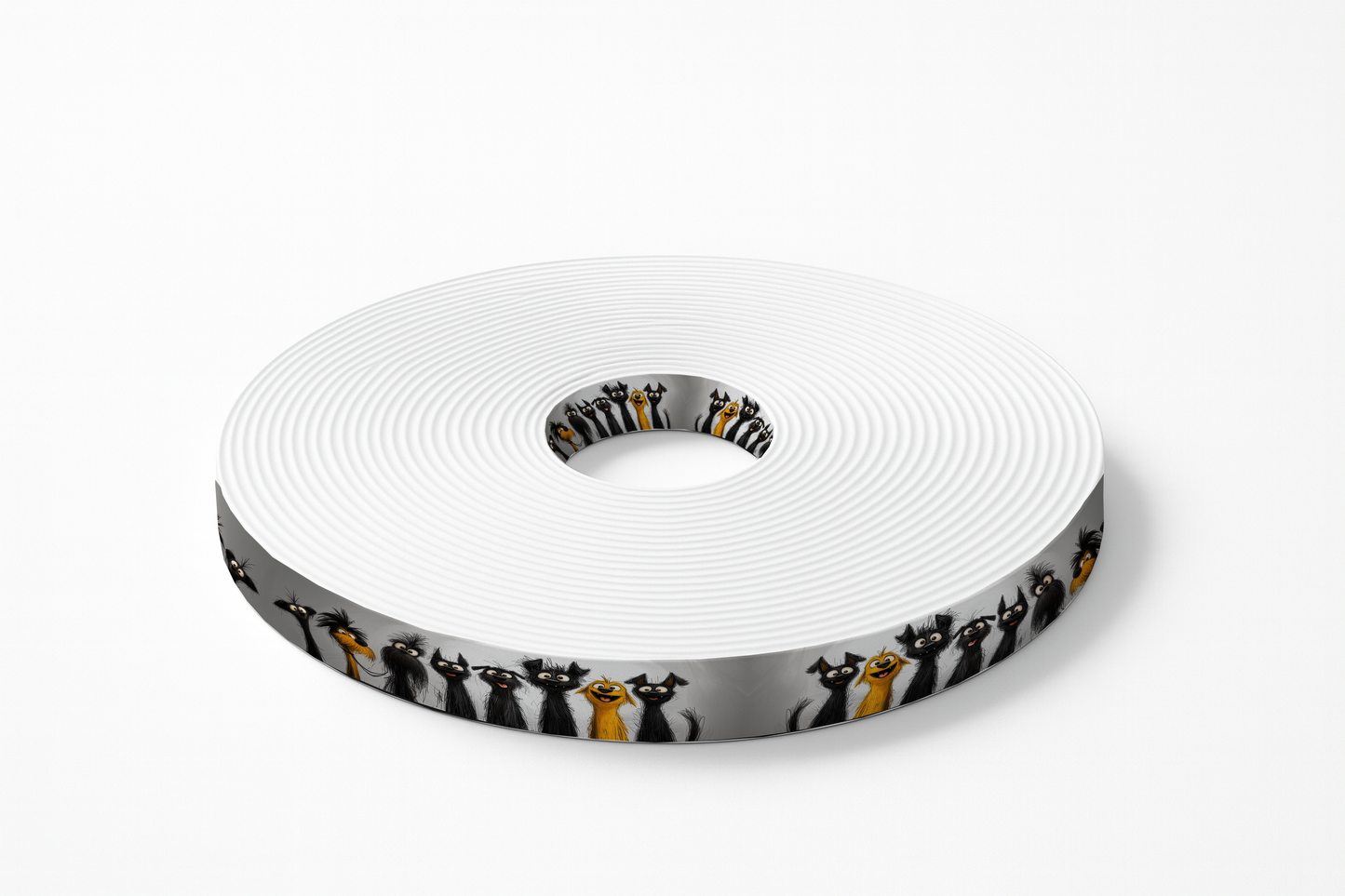 BioThane® imprimé – Chiens Cartoon Déjantés – Fond gris texturé