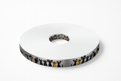 BioThane® imprimé – Chiens Cartoon Déjantés – Fond gris texturé