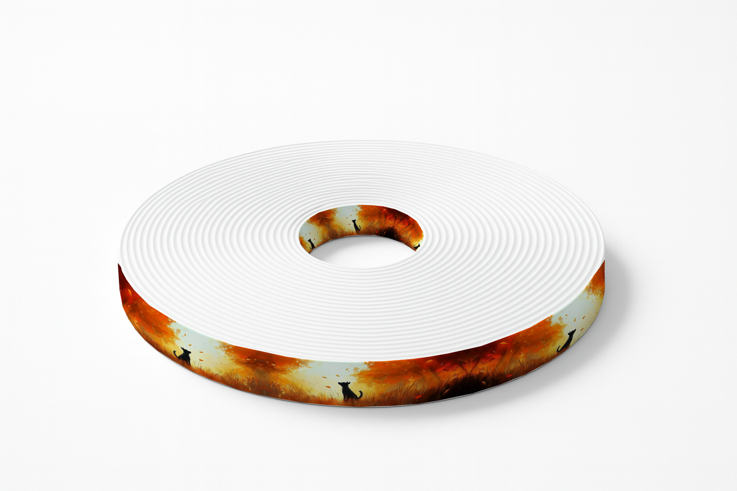 BioThane imprimé – Chien noir en forêt d'automne