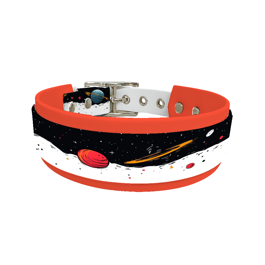 Collier double large pour chien en BioThane® imprimé – Collection galaxie – 38/25 mm