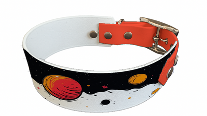 Collier bicolore large pour chien en BioThane® imprimé – Collection galaxie – 38/25 mm