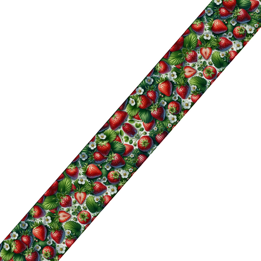 BioThane® imprimé – Motif Fraises et Feuillage – au mètre