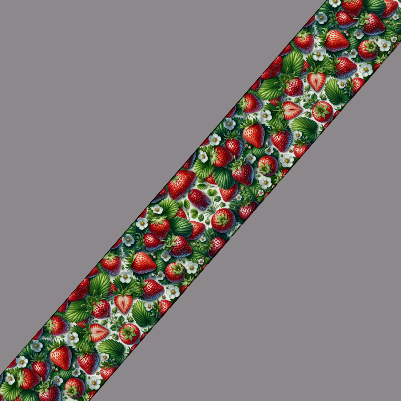 BioThane® imprimé – Motif Fraises et Feuillage – au mètre
