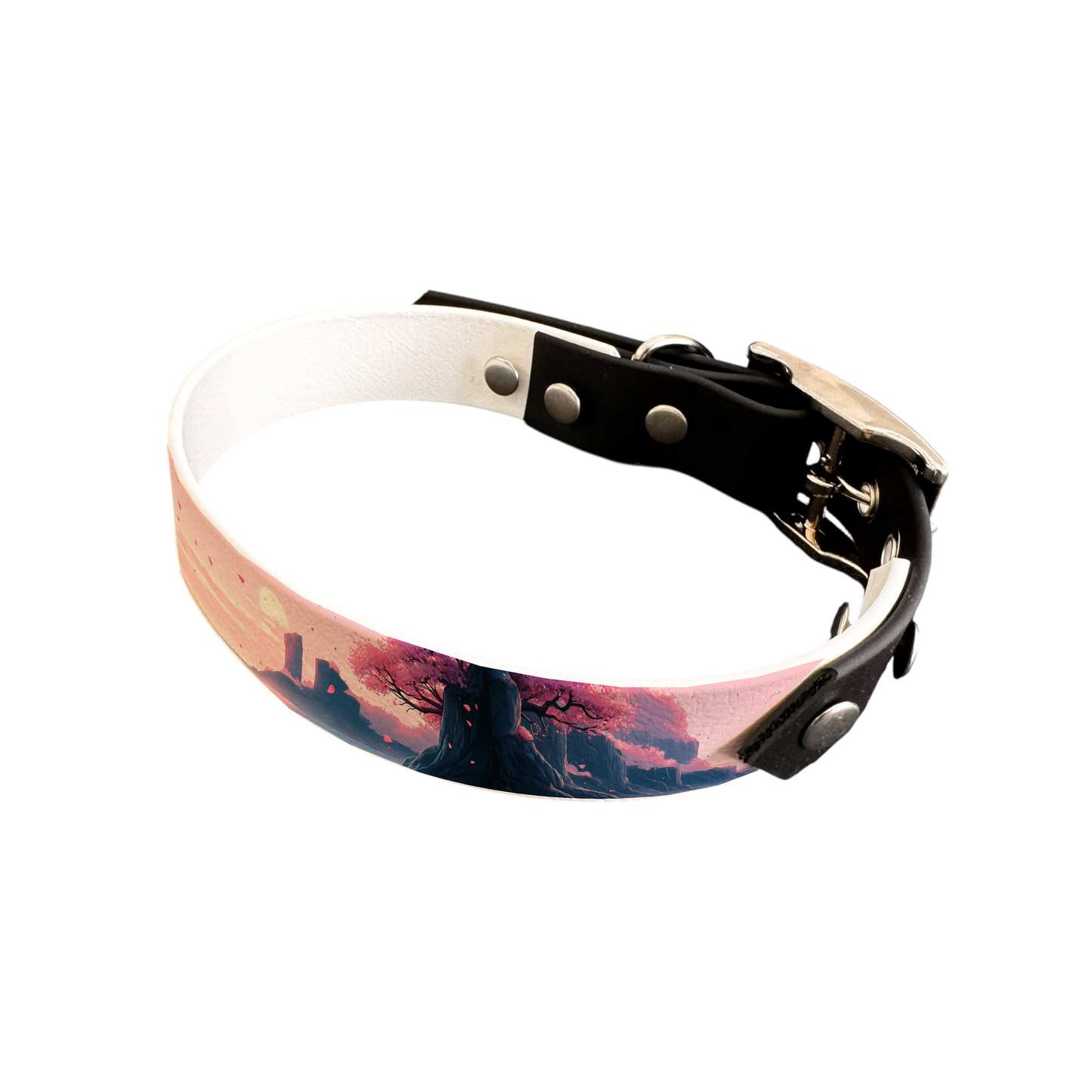 Collier bicolore large pour chien en BioThane® imprimé – Collection paysage– 25 mm