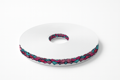 BioThane imprimé – Cœurs colorés rose & turquoise (spécial Saint-Valentin)