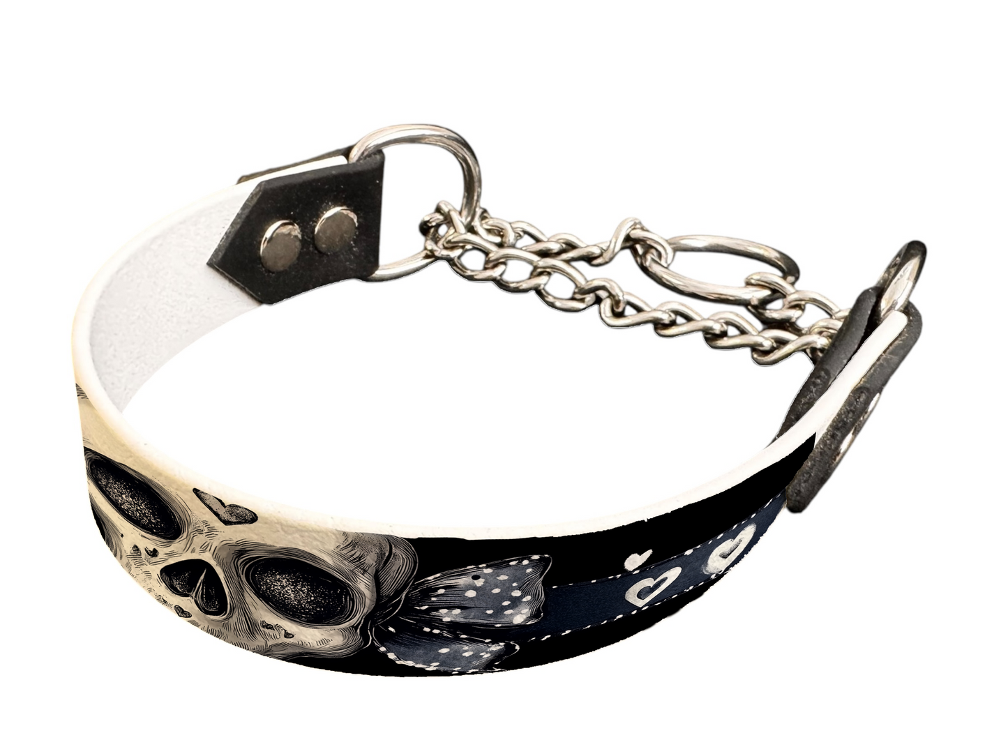 Martingale pour chien en BioThane® imprimé – Collection tête de mort– 25mm
