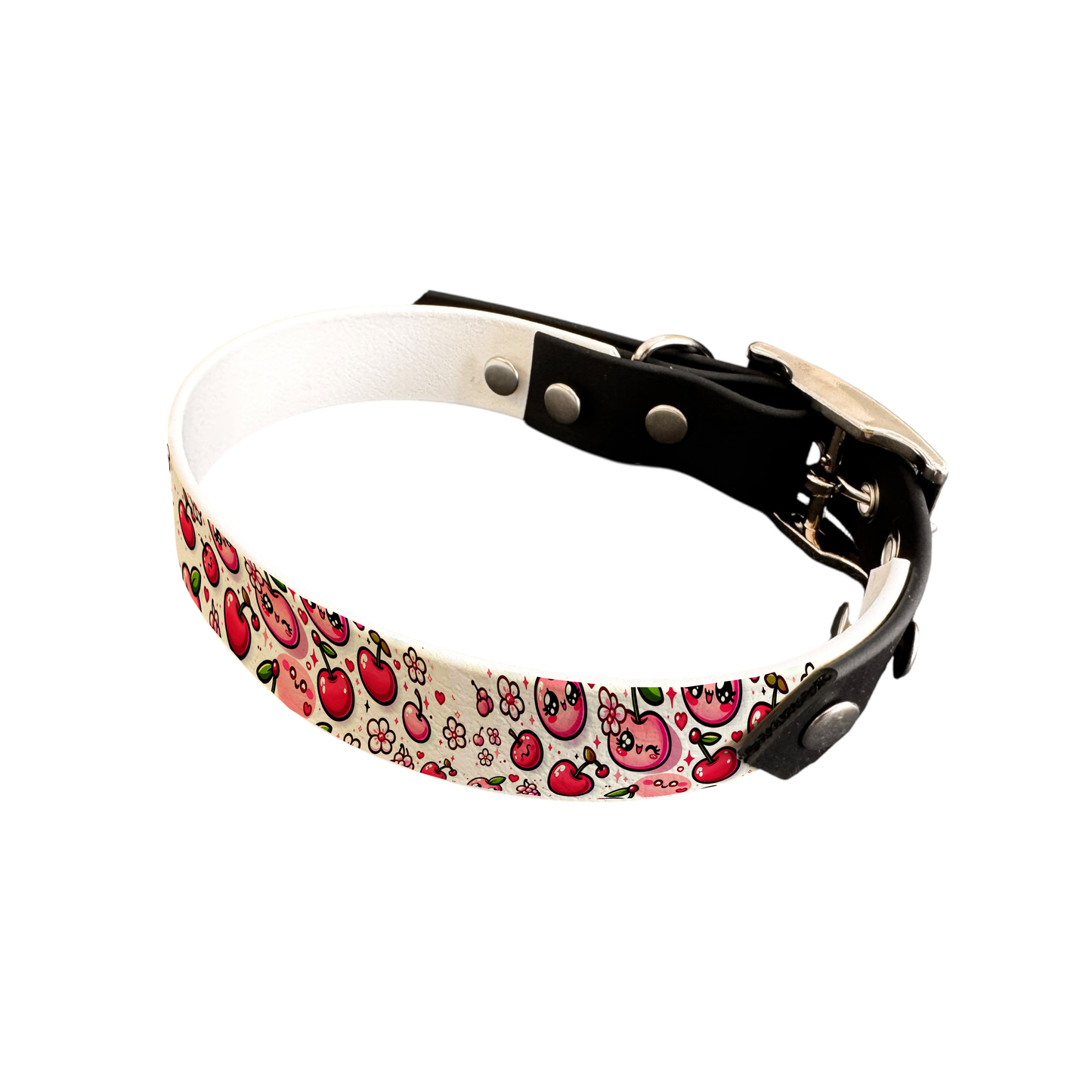 Collier bicolore large pour chien en BioThane® imprimé – Collection gourmandise – 19 mm