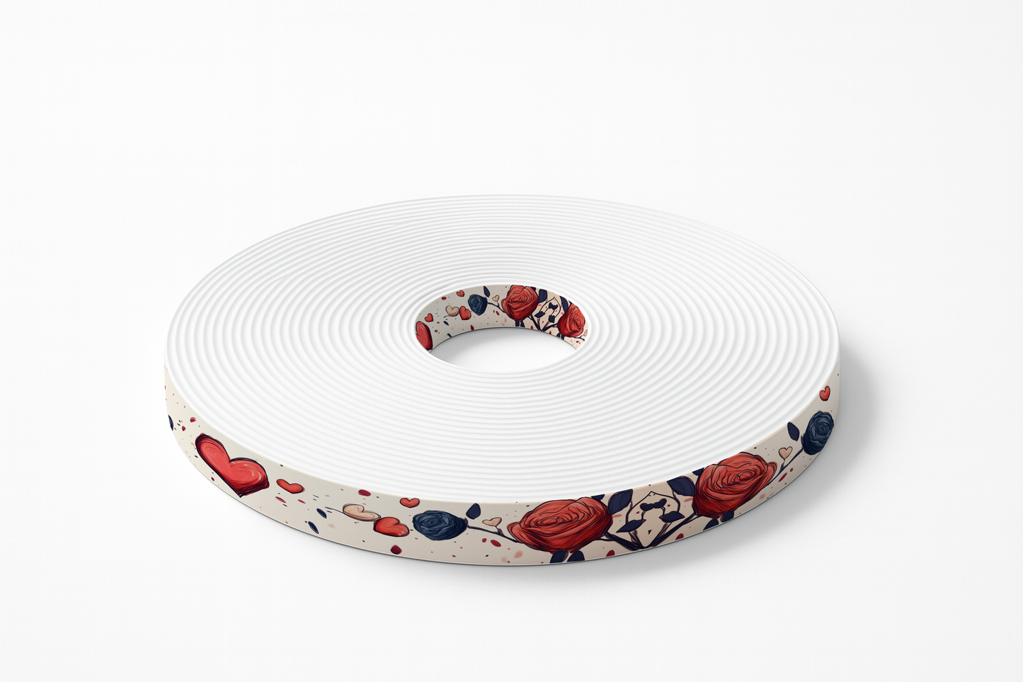 BioThane imprimé – Cœurs et roses rouges & bleu marine