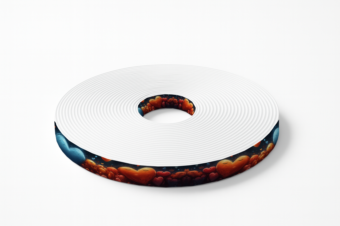 BioThane imprimé – Cœurs joyeux multicolores sur fond galactique