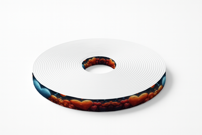 BioThane imprimé – Cœurs joyeux multicolores sur fond galactique