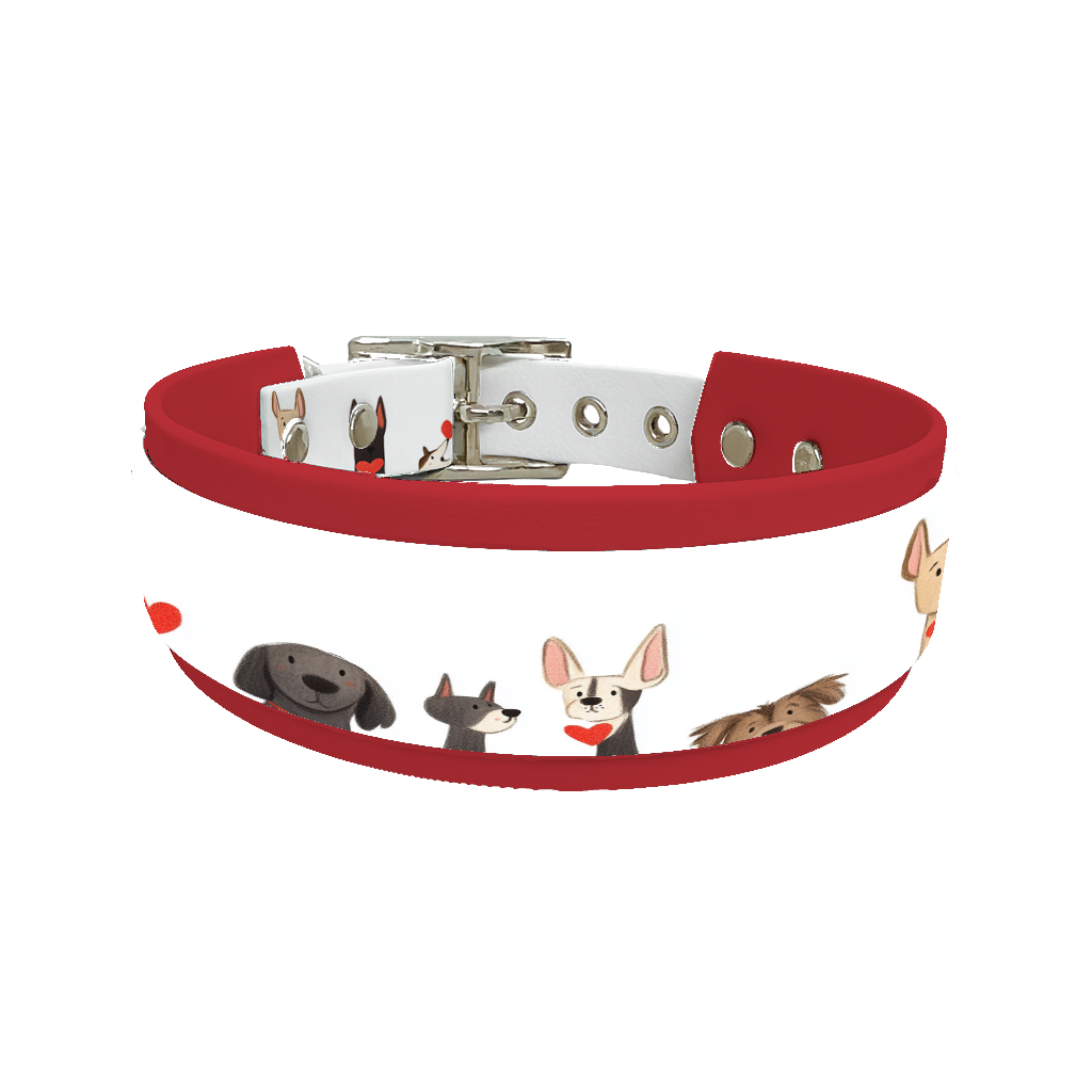 Collier double large pour chien en BioThane® imprimé – Collection chiens– 38/25 mm