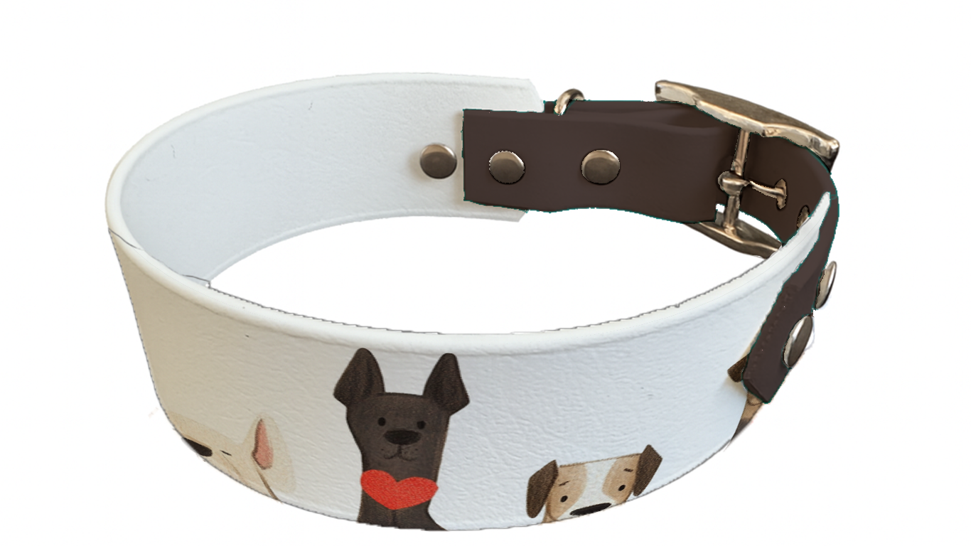 Collier bicolore large pour chien en BioThane® imprimé – Collection chiens– 38/25 mm
