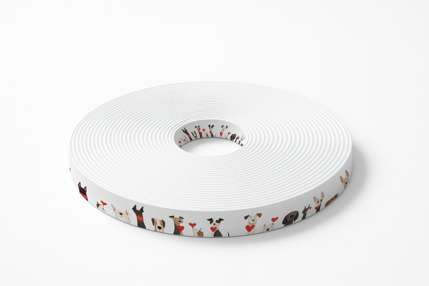 BioThane imprimé – Chiens cartoon et petits cœurs rouges