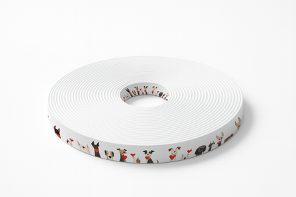 BioThane imprimé – Chiens cartoon et petits cœurs rouges