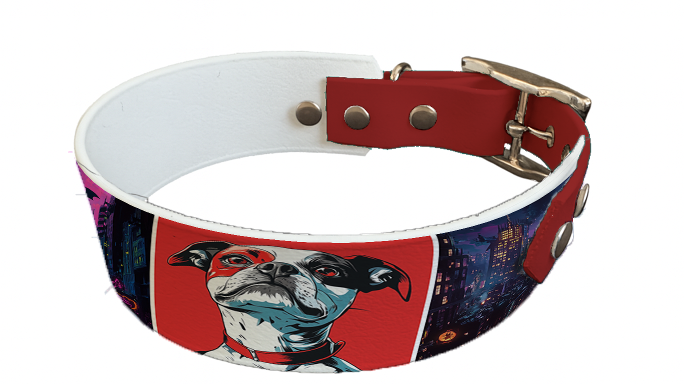 Collier bicolore large pour chien en BioThane® imprimé – Collection chiens– 38/25 mm