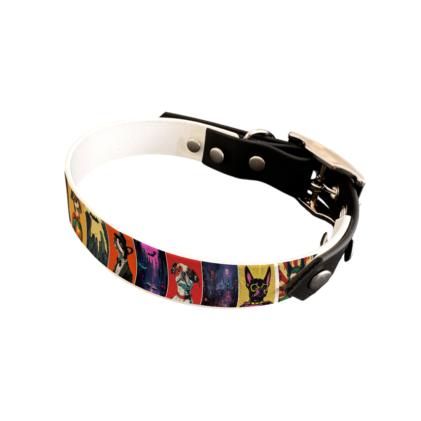 Collier bicolore large pour chien en BioThane® imprimé – Collection chiens– 19 mm