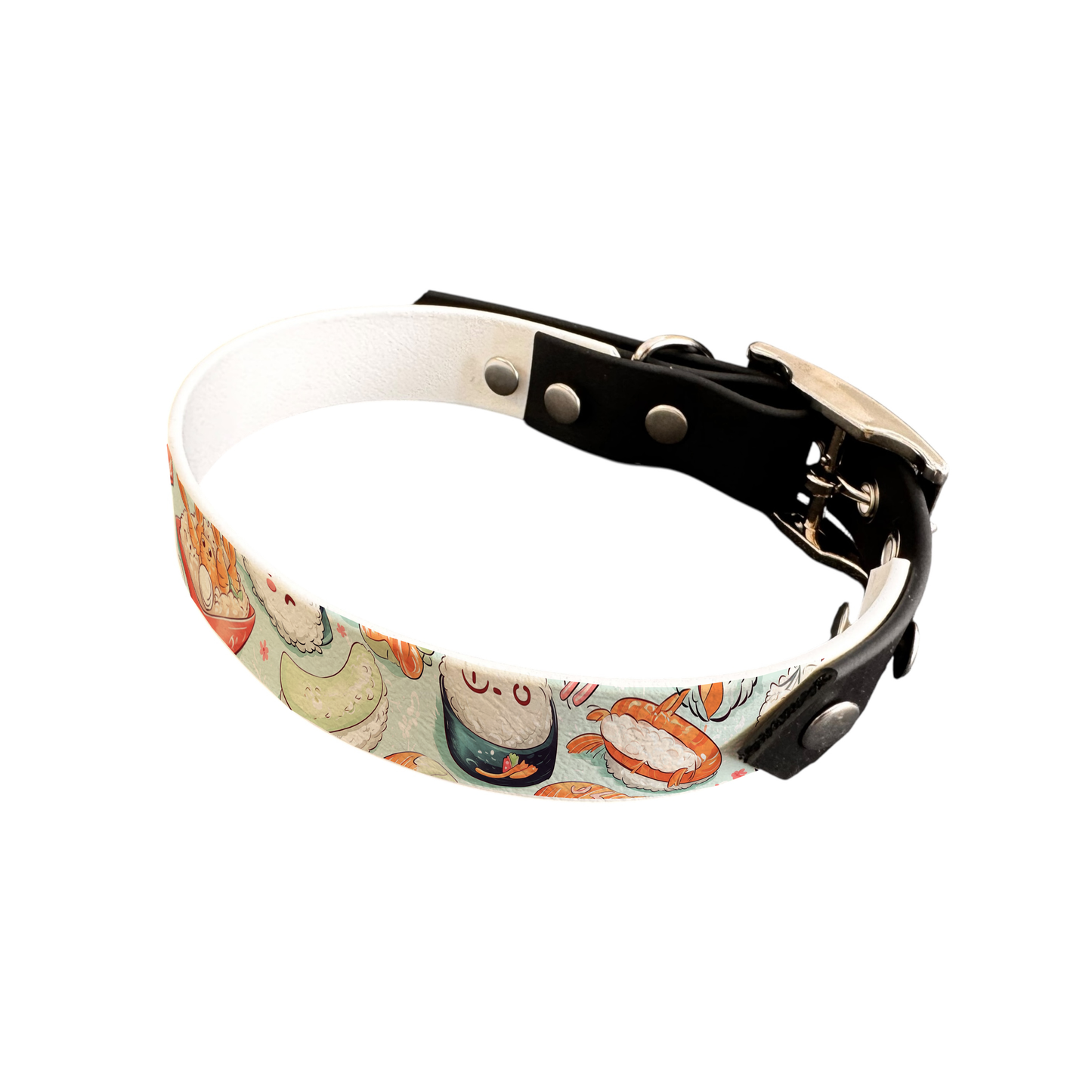 Collier bicolore large pour chien en BioThane® imprimé – Collection gourmandise – 19 mm