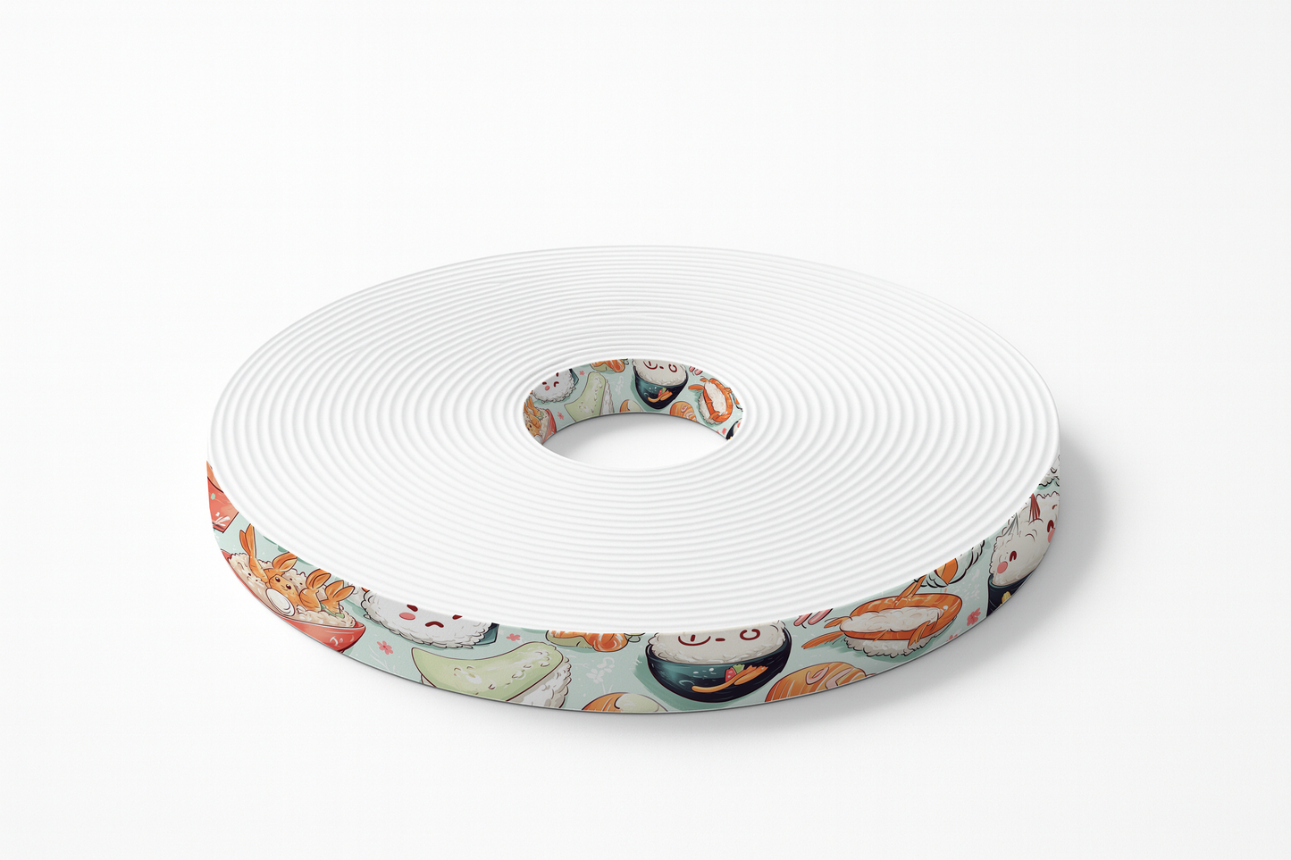 BioThane imprimé – Sushis kawaii & bols de riz souriants