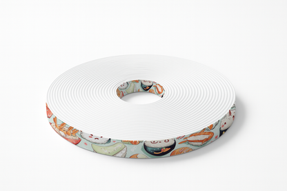 BioThane imprimé – Sushis kawaii & bols de riz souriants