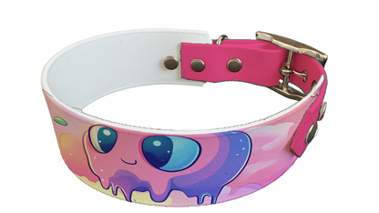 Collier bicolore large pour chien en BioThane® imprimé – Collection monstres et créatures imaginaires– 38/25 mm