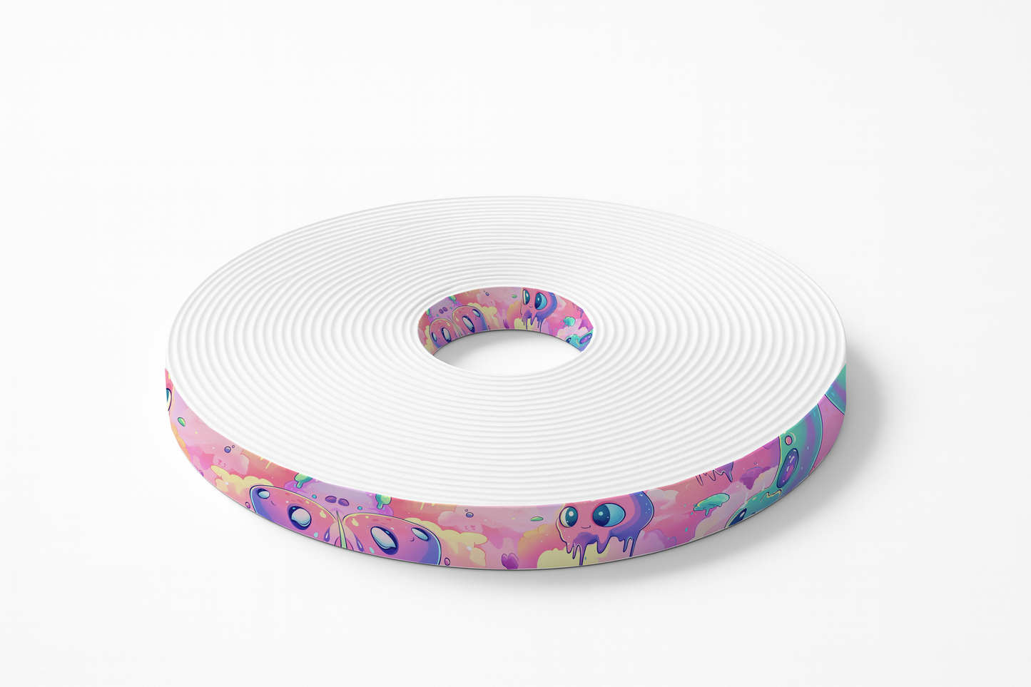 BioThane imprimé – Petits aliens mignons dans un ciel rose pastel