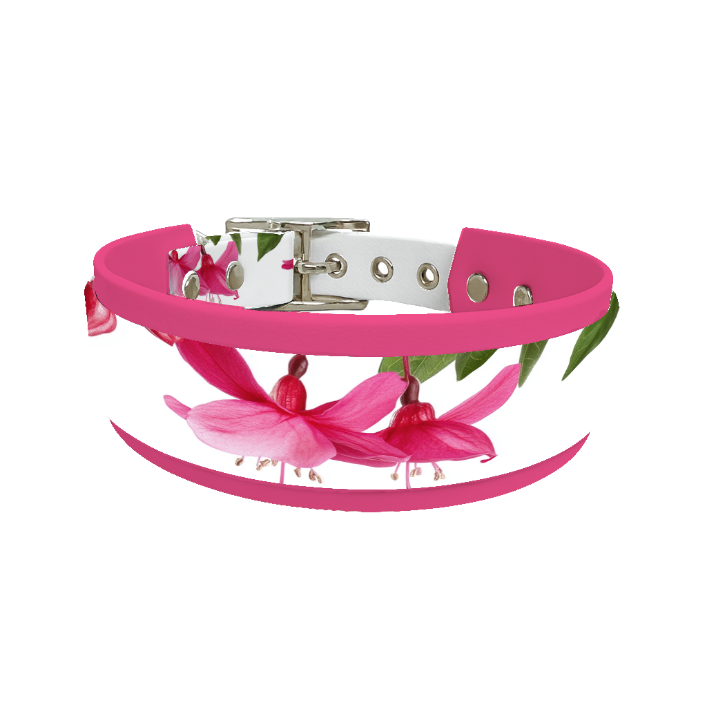 Collier double large pour chien en BioThane® imprimé – Collection plantes et fleurs – 25/19 mm