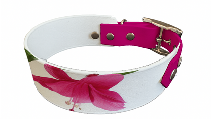 Collier bicolore large pour chien en BioThane® imprimé – Collection plantes et fleurs – 38/25 mm