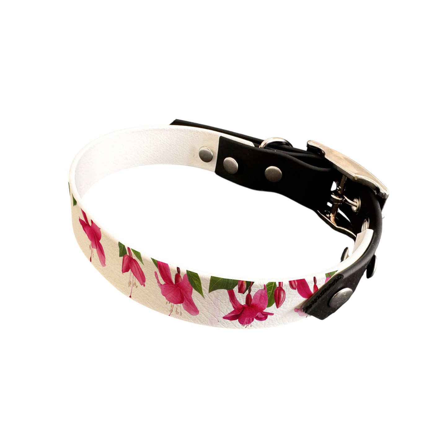 Collier bicolore large pour chien en BioThane® imprimé – Collection plantes et fleurs – 19 mm