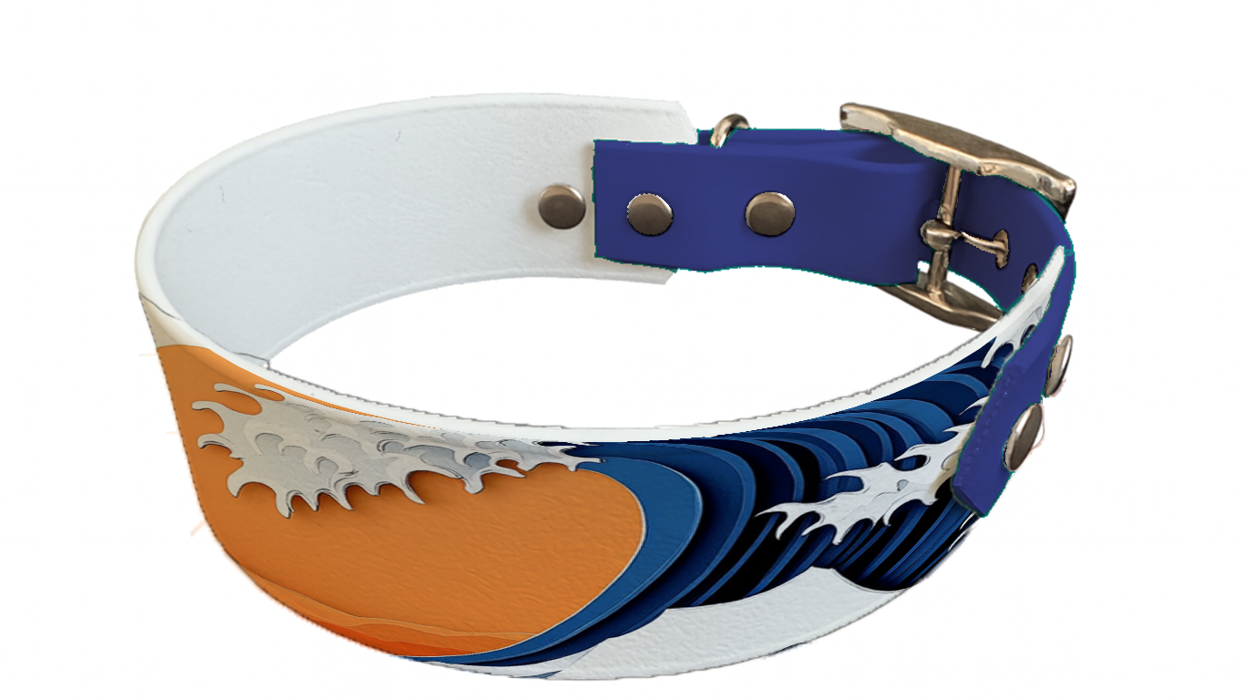 Collier bicolore large pour chien en BioThane® imprimé – Collection paysage– 38/25 mm