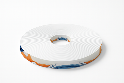 BioThane imprimé – Vague japonaise graphique & soleil orange